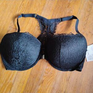 Auden Black Push-Up Lacey Raceback Bra Size 40D Demi Coverage - NWT